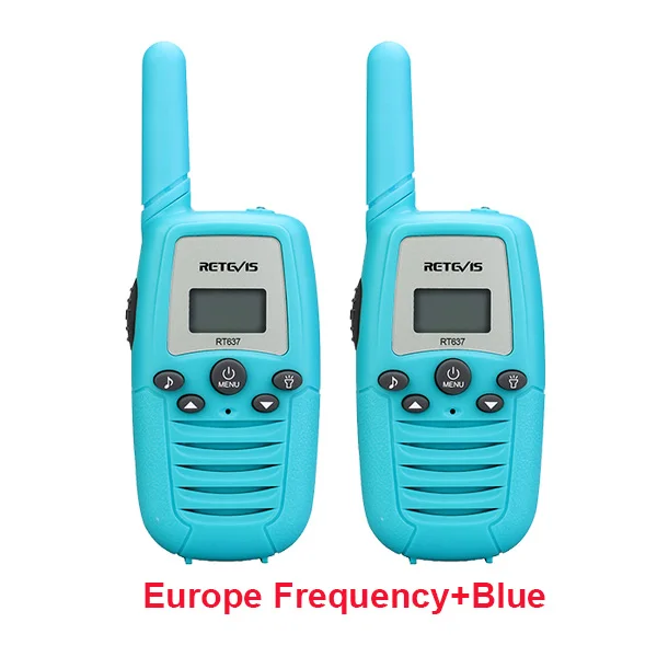 Blue EU Frequency 2 шт. Retevis RT637/RT37 Мини Портативная рация детская радио удобная 2 способ радио PMR446 PMR FRS фонарик подарок на день рождения Рождественский подарок - Color: Blue EU Frequency