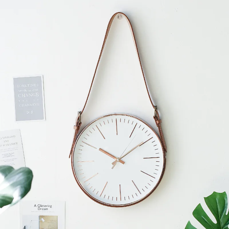 

30cm Modern Decor Minimalist Belt Clocks Living Room Wall Fashion Soft Decorations Grill Bar Cafe Wall Atmospheric Wall Clock