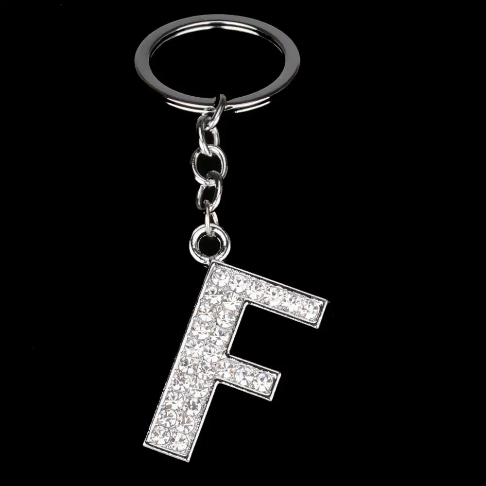 F Хрустальный алфавит, A-Z, серебряные подарки, C P брелок, L K подвеска O N B M D A, брелки, стразы, E J буква F Q, брелки H - Цвет: F