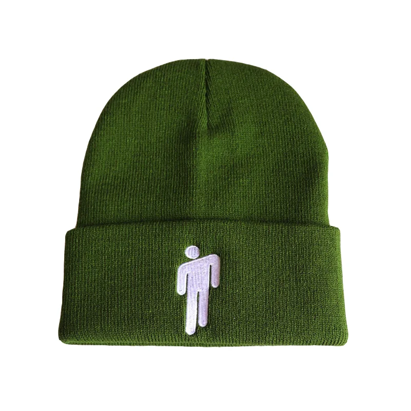 Зимняя шапка, Балаклава, шапки, вязанные однотонные хип-хоп шапки для мальчиков, шапки для мальчиков, аксессуары Billie Eilish Beanie, 6 цветов - Color: Army Green