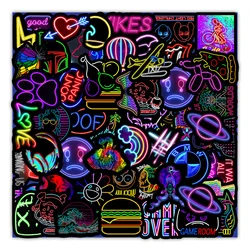 10/30/50/100PCS Neon Stickers Car Trunk Mobile Phone Water Cup Decorative Stickers Cartoon Decals Logo Sticker