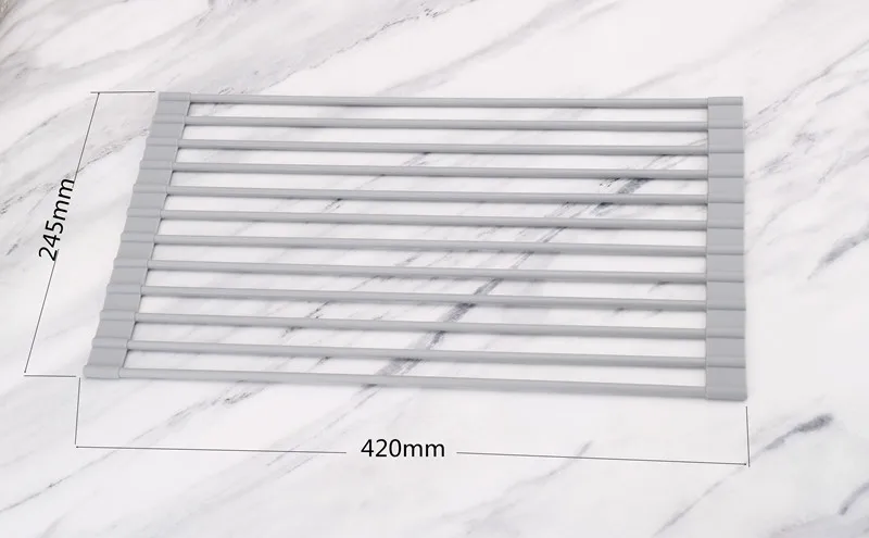 420x245mm Сушилка для посуды кухонная из нержавеющей стали держатель для слива над раковиной подходит для чаши тарелка Сушилка для овощей фруктов коврик лоток - Цвет: 420x245mm