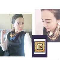New Square Scarf Hair Tie Band Women Elegant Small Vintage Skinny Scarf Retro Head Neck Silk Scarf Print Scarves 4