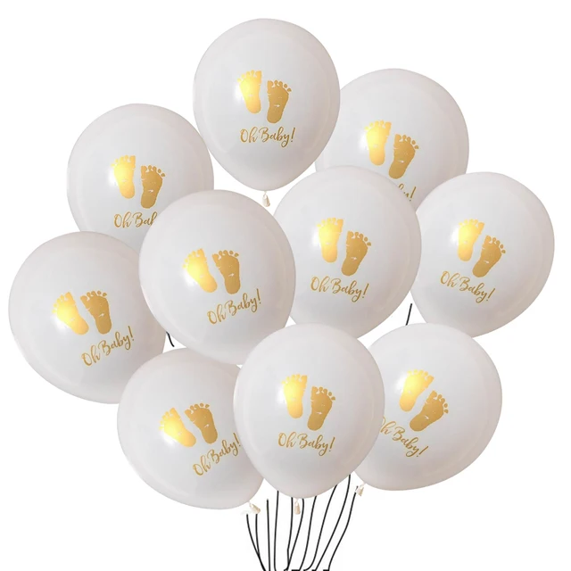 10pcs 10inch Oh Baby Printed Latex Balloons Baby Feet Pattern for Birthday Party Decoration Kid Babyshower