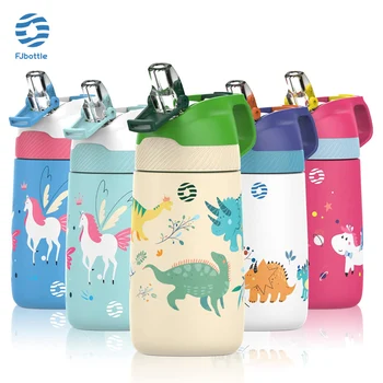 FJ-Bouteille d'eau sans BPA pour enfants, bouteilles sous vide pour filles, bouteille thermos avec paille saine, 350ml 1