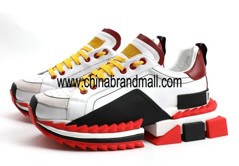 

new bottom high quality super king sneakers black Genuine Leather Height Increasing sneakers eu36-46