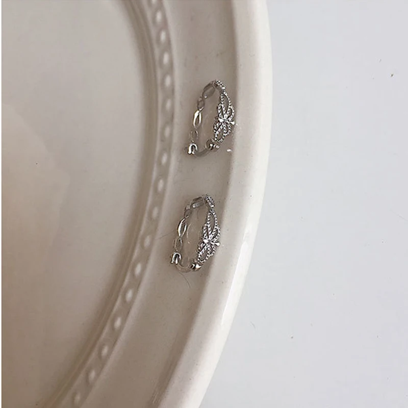 silver GHIDBK 925 пробы серебряные полые серьги-кольца с бантом маленькие нежные текстурные серьги круг персонализированные дизайнерские серьги-обручи - Окраска металла: silver
