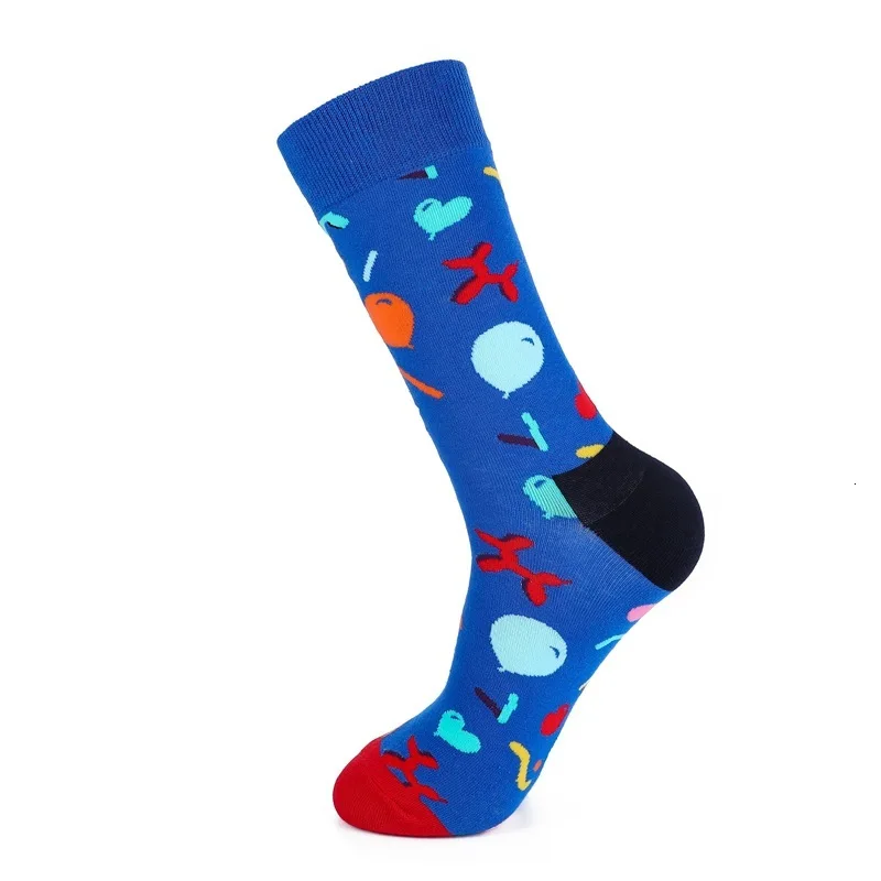 PEONFLY Красочные мужские носки из чесаного хлопка забавные мультипликационные животные узор мода уличная новинка собака акула мужские Веселые носки - Цвет: 41