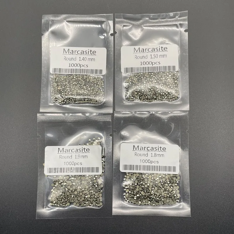 DIY 쥬얼리 보석에 대한 0.8  2mm 둥근 모양 플랫 백 느슨한 황동 색상 Marcasite 스톤 비즈 드릴링