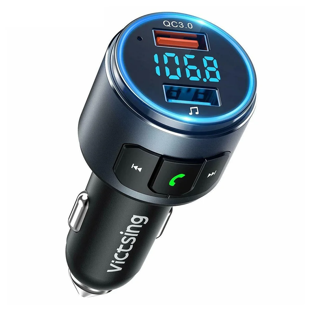 Черный VicTsing Модернизированный V5.0 Bluetooth fm-передатчик радио адаптер автомобильный Громкая связь вызов 2 usb порта и QC3.0 быстрое зарядное устройство fm-передатчик - Название цвета: Черный