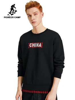 

Pioneer Camp Men Red Sweatshirt Streetwear Casual Teenager's Chino Graphic Print Crew Neck Hoodies AWY901466