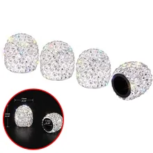 4 шт. ручной работы с украшением в виде кристаллов Стразы Универсальный вентиля покрышек легковых автомобилей Шапки Хром привлекательные пыле автомобильные аксессуары клапан крышки рулевой колонки