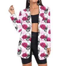 Bléiser de calavera Floral para mujer, traje Vintage largo de gran tamaño, trajes de camuflaje, ropa personalizada de oficina, venta al por mayor, triangulación de envíos