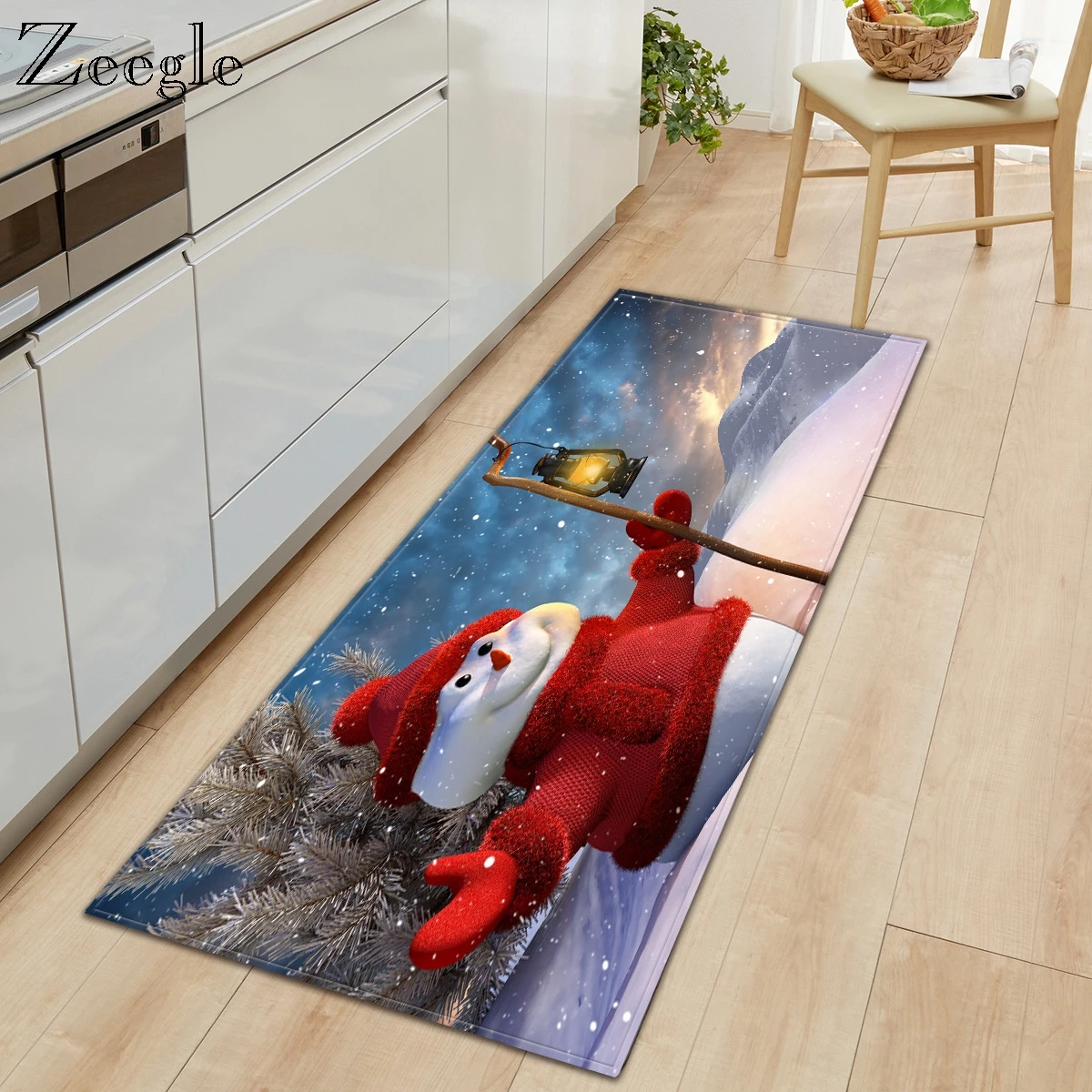 Zeegle Рождественский кухонный коврик с принтом креативный мягкий ковер длинный живой ковер Противоскользящий ковер домашний декоративный ковер
