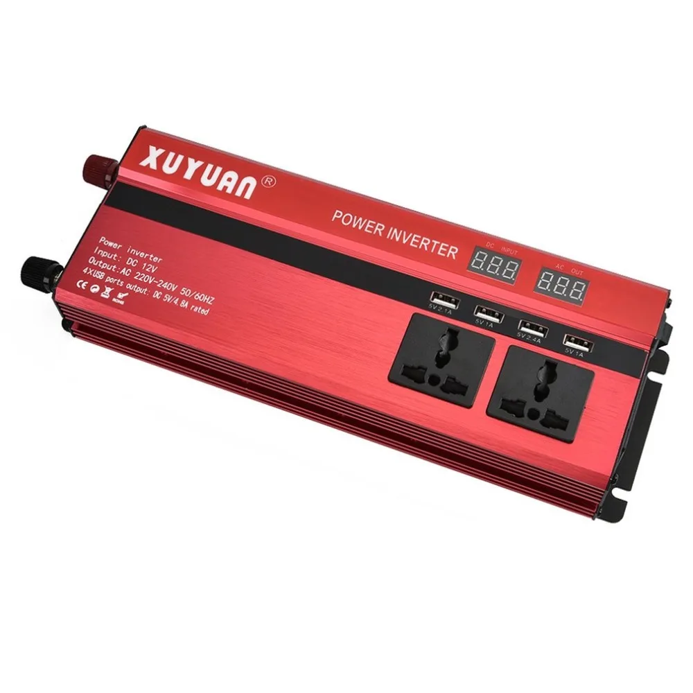 Xuyuan 2000W Портативный легковые автомобили мощный инвертор Зарядное устройство с светодиодный Дисплей преобразователя 12 V/24 V до 220V