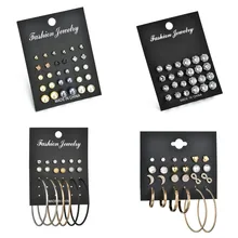 ZORCVENS 15 пар/компл. имитация Серьги с жемчугом, набор, для женщин, ювелирные изделия из золота и серебра Цвет Кристальные серьги-гвоздики для женщин