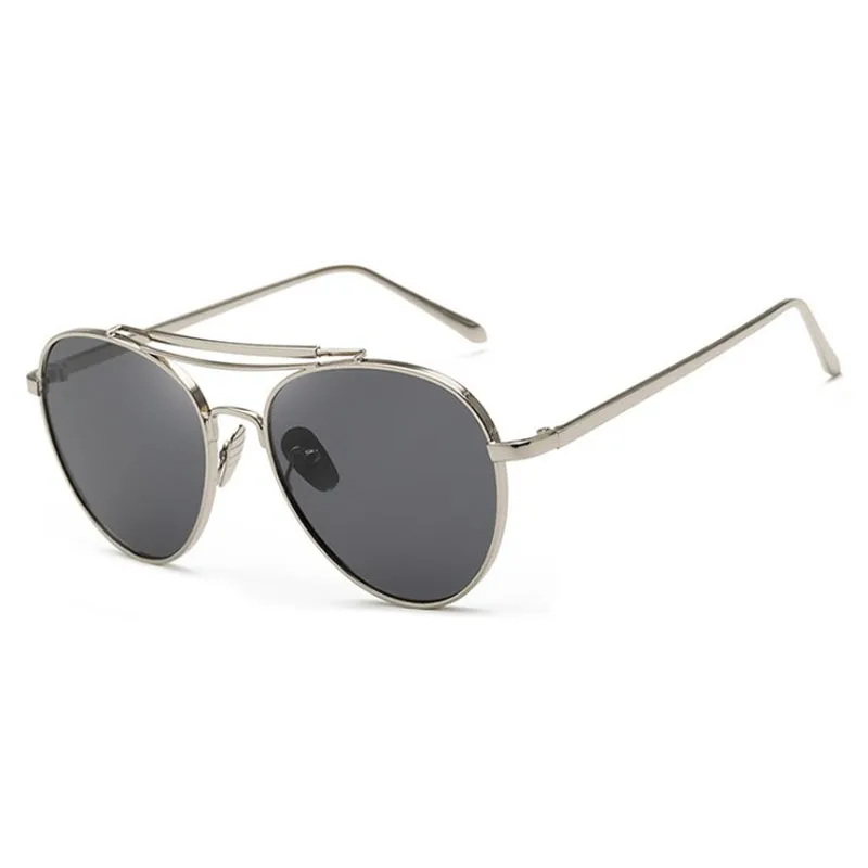 silver gray Новое поступление модные UV400 Солнцезащитные очки для женщин Металлические отражающие цветные мужские очки унисекс очки - Цвет линз: silver gray