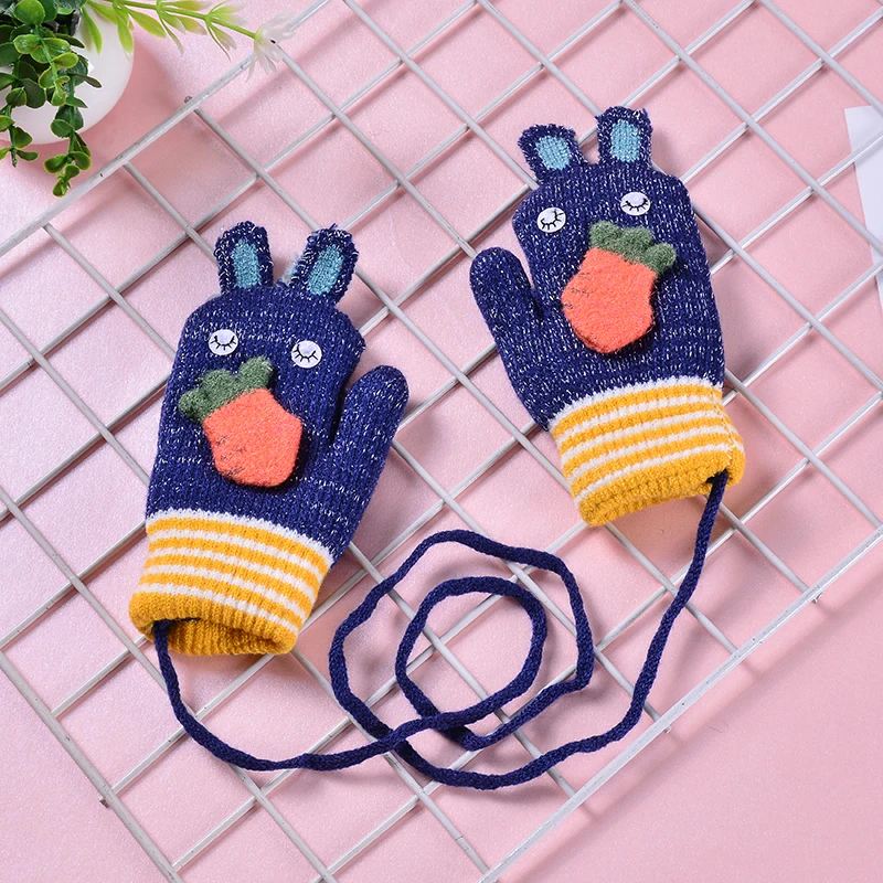 Детские перчатки с рисунком для детей 3-4-5-6 лет, дышащие перчатки, перчатки для экрана, модные перчатки, Детские Зимние теплые перчатки - Цвет: blue radish