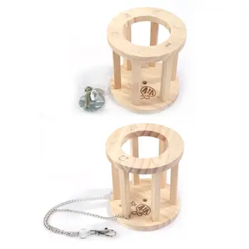 

Small Pet Hay Fixed / Bucket Feeder Wooden Cylindrical Stand Feeding Manager