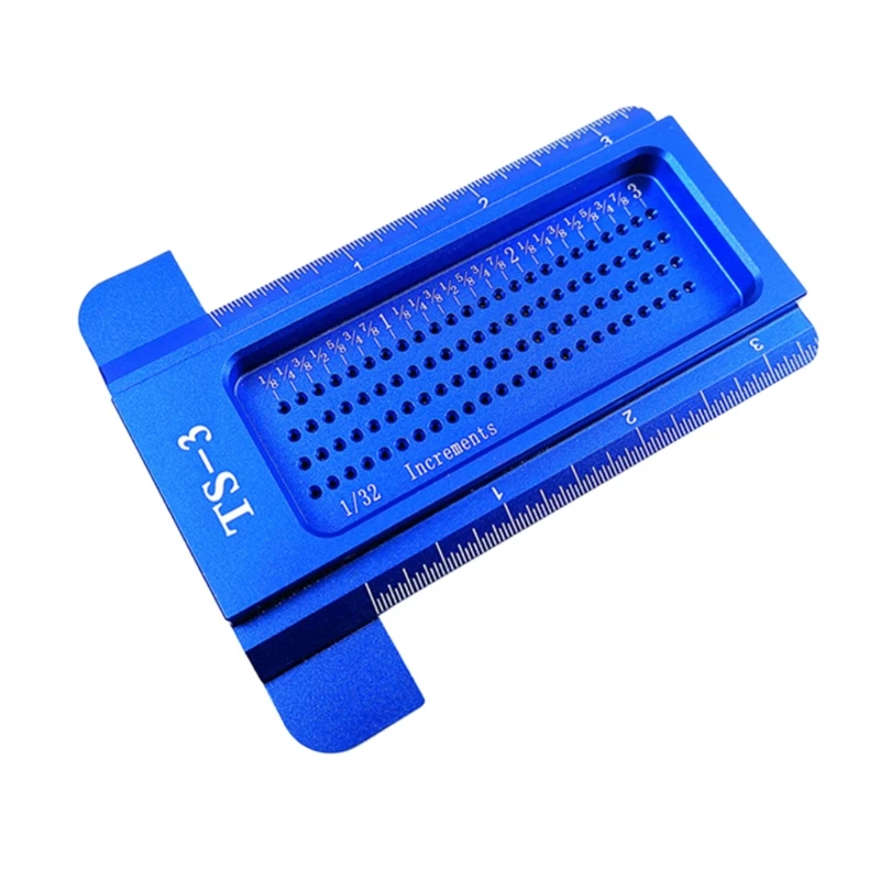 

TS-3Woodworking Scribe Inch Hole Scribing Ruler Aluminum Alloy T-Type Mini Gauge