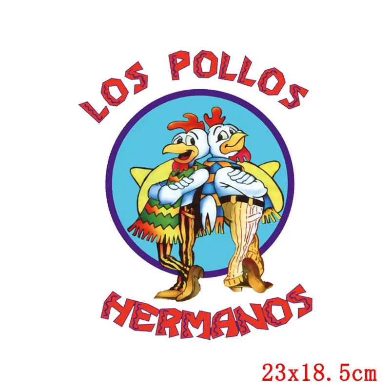 Fashion Breaking Bad Iron-On Transfers For Clothing LOS POLLOS Hermanos Heat Transfers Chicken Brothers T-Shirt Hipster Stickers