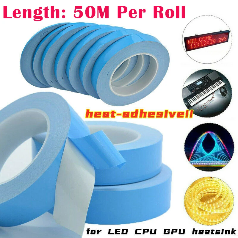 

Thermal Adhesive Tape High Performance Thermally Double Side Tapes Cooling Pad Apply to LED Strips 3D Printer Laptop 12