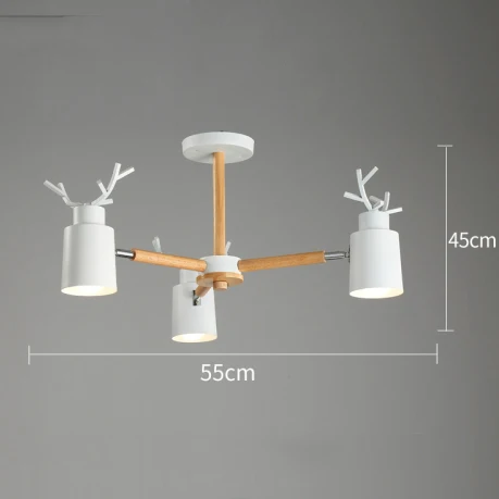 Скандинавская Современная Минималистичная Люстра для гостиной, спальни, кухни, ресторана, теплая люстра-рога - Цвет корпуса: White 3 heads