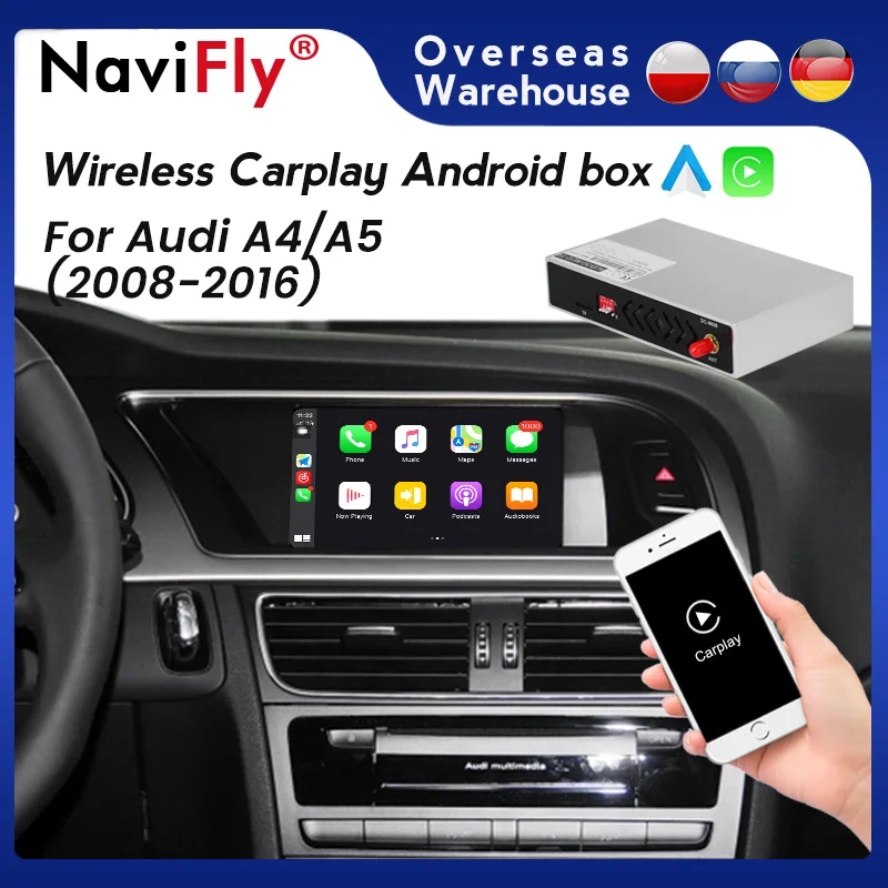 NaviFly Wireless Carplay Android BOX Car Multimedia For Audi A4 A5 2008-2016 original camera Mirror Lin-k | Автомобили и
