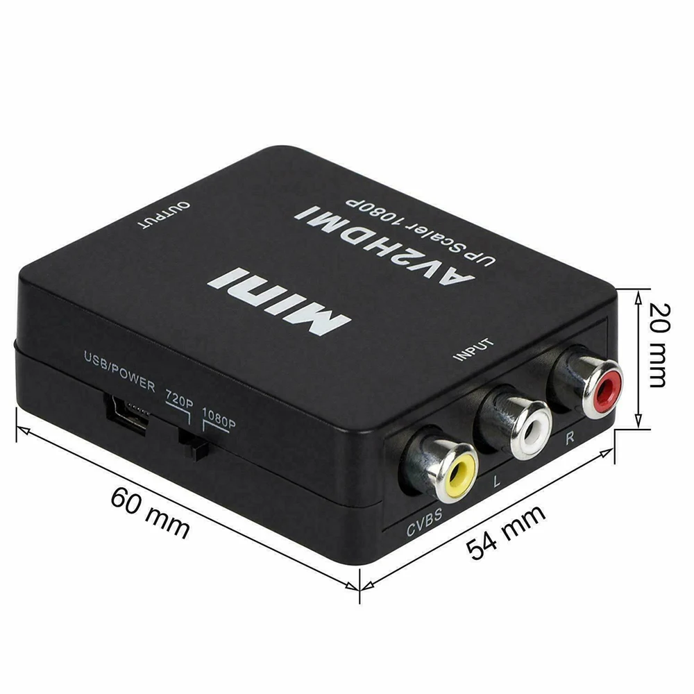 RCA AV to HDMI-Compatible Converter AV/CVSB L/R Video Box HD 1080P 60Hz AV 2 Hdmi Support NTSC PAL Output For Monitor Display RCA AV to HDMI-Compatible Converter AV/CVSB L/R Video Box HD 1080P 60Hz AV 2 Hdmi Support NTSC PAL Output For Monitor Display