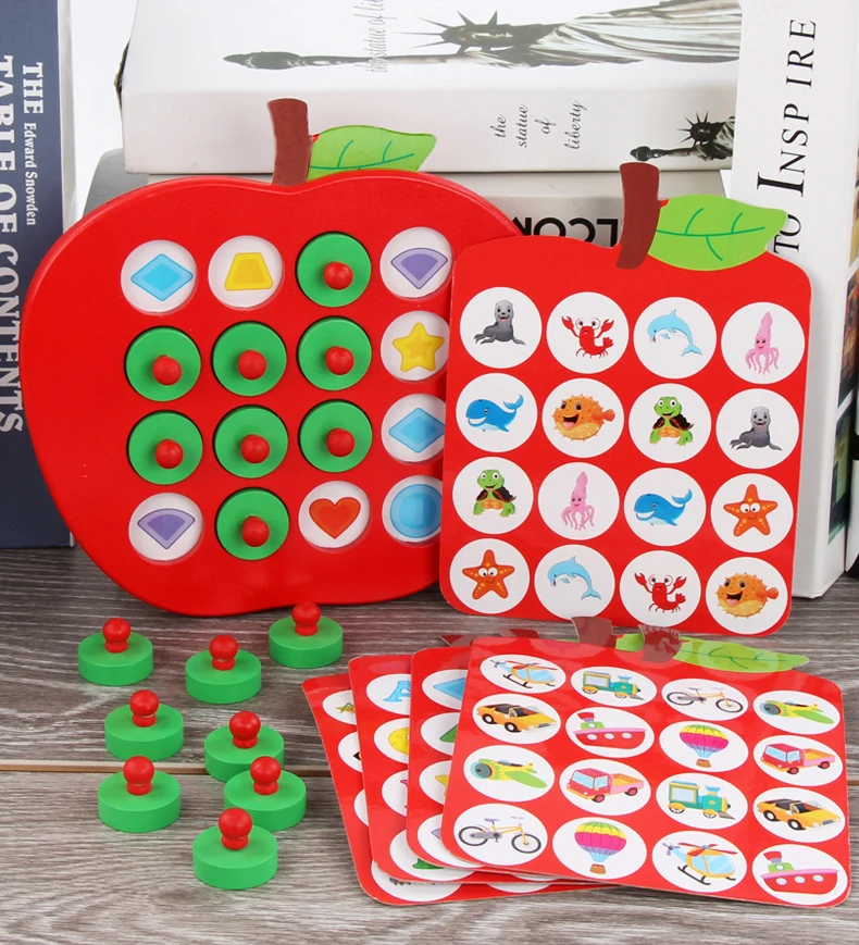 Деревянные шахматные игры Apple Memory Match, Детские Ранние развивающие игрушки, семейные вечерние повседневные 3D пазлы, обучающие игры, игрушки для детей