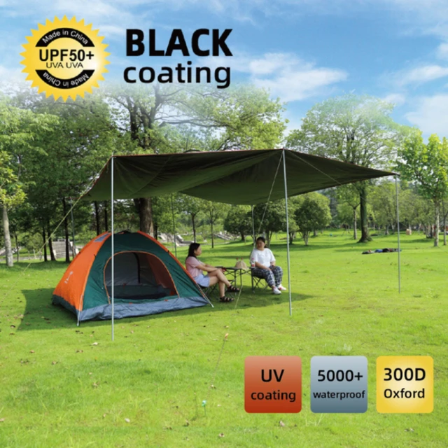 Bâche de camping noire pour l'extérieur, barbecue, abri solaire de survie,  auvent, revêtement noir, tente pergola, modifications de canne, 4.4x4.4m -  AliExpress