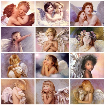 

Oil Painting By Numbers Angel Colorful By Numbers Kid Portrait Wall Art Painting Arcylic Hand Painted DIY Gift Room Decoration