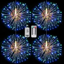 

180 LED Firework String Lights 8 Mode Explosion Star Copper Silver Wire Fairy Light Decoration Lamp Remote Control String Light