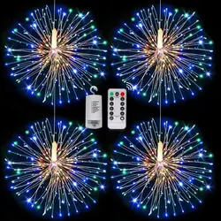 180 LED Firework String Lights 8 Mode Explosion Star Copper Silver Wire Fairy Light Decoration Lamp Remote Control String Light