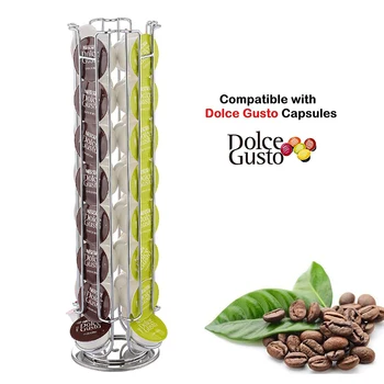 

24/32Cups Rotatable Coffee Pod Holder Stainless Steel Display Capsule Rack Tower Stand Storage Shelves For Dolce Gusto Capsule