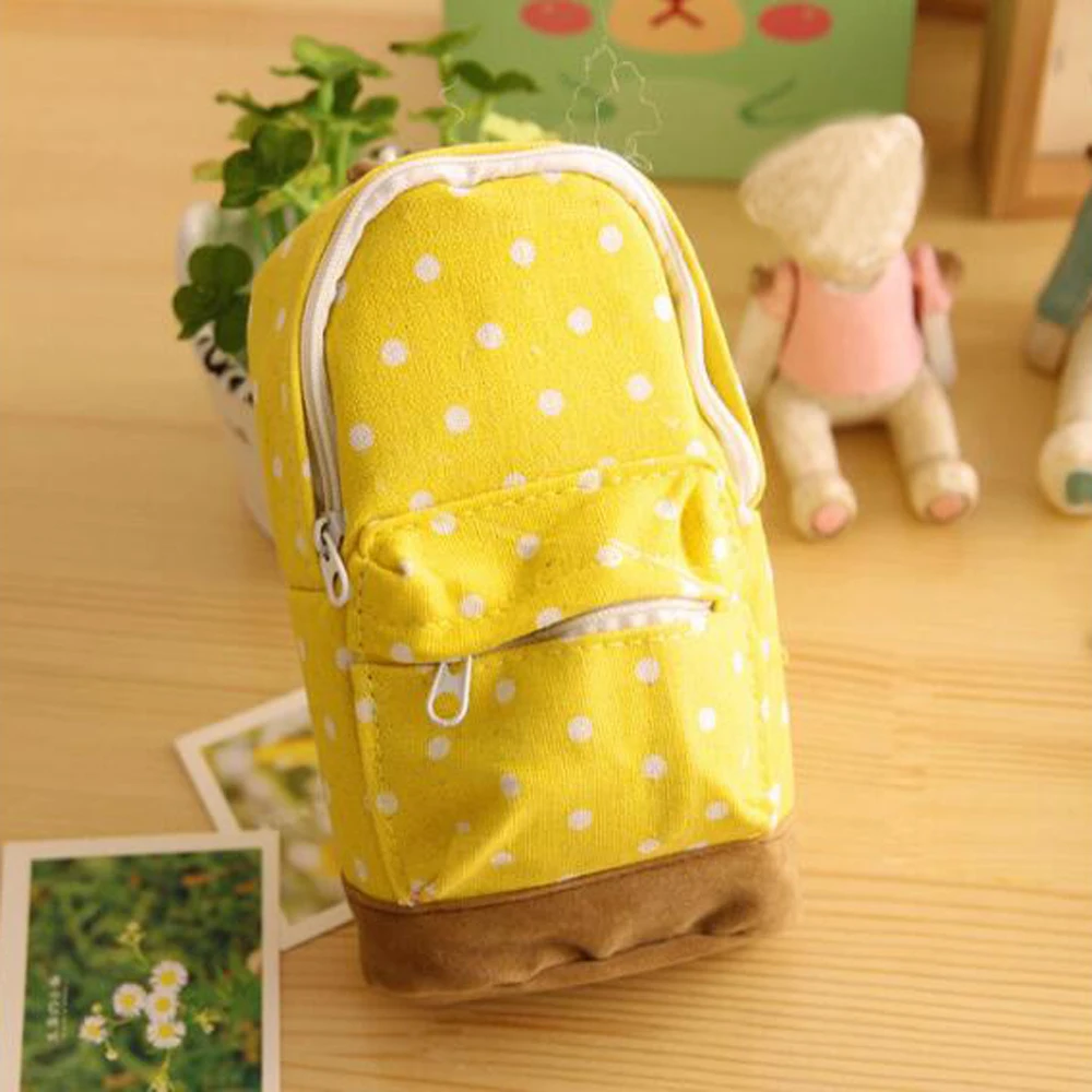 yellow Kawaii коробка для хранения канцелярских принадлежностей, Холщовая Сумка для ручек, мини-сумка, пенал, чехол, кошелек, держатель для ручек, органайзер, сумка, школьные принадлежности, papeleria - Цвет: yellow