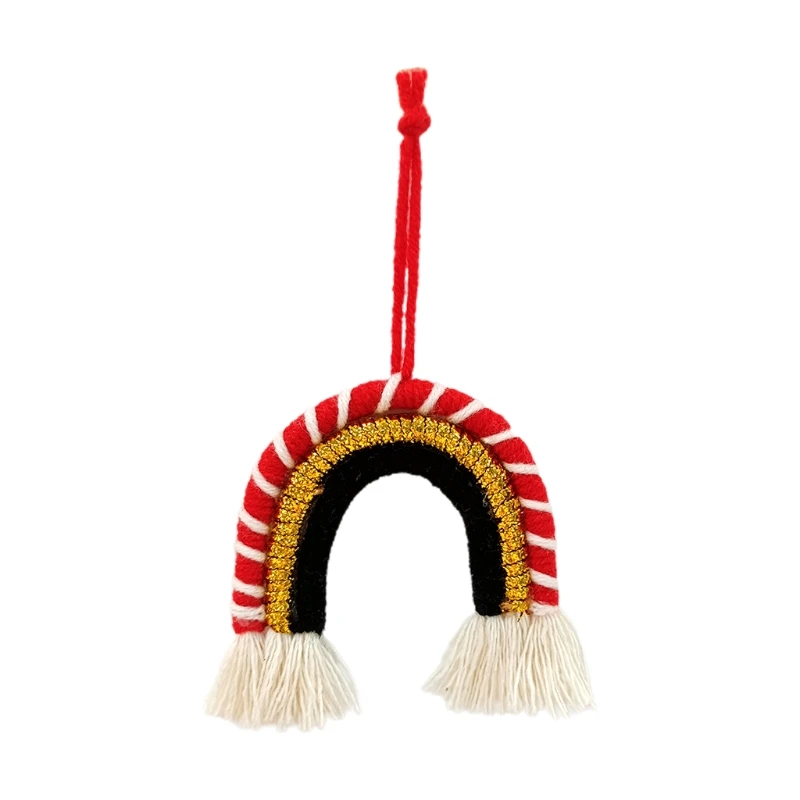 thumbnail image 1 of 2024 Nuevo colgante navideño de arcoíris con purpurina tejida, borlas bohemias, tapiz de macramé, adorno colgante de pared, decoración navideña para habitación de niños, 1 of 5
