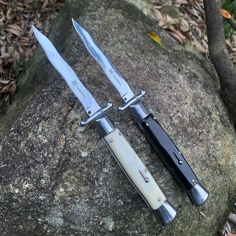 

SAMSEND hunting knife 10 inch 440C blade Tactical Folding knives EDC auto Camping tool Xmas Gif with Oxford bag +color box