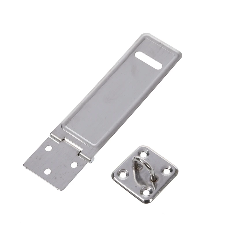 

Garage Door Silver Tone Stainless Steel Padlock Clasp Hasp and Staple 4