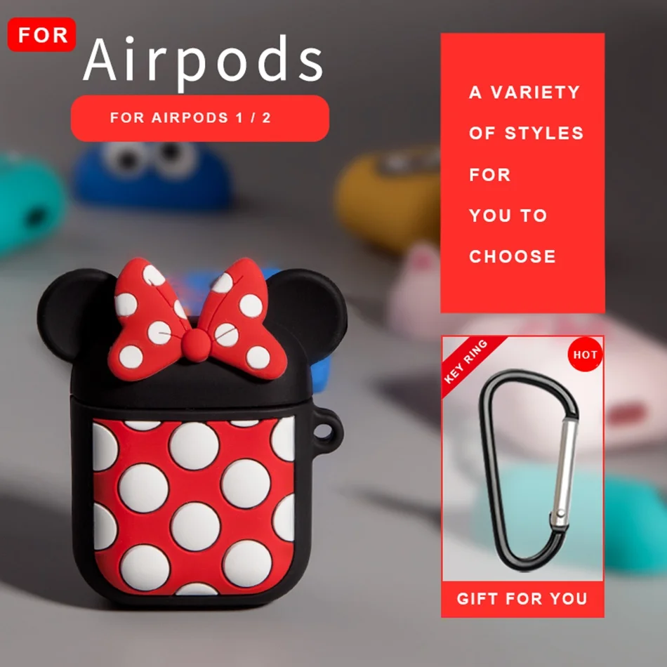 3D чехол для наушников для AirPods, силиконовый чехол с милой акулой, медведем, собакой, чехол для Apple Air pods 2, чехол для наушников, кольцевой ремешок - Цвет: 18G