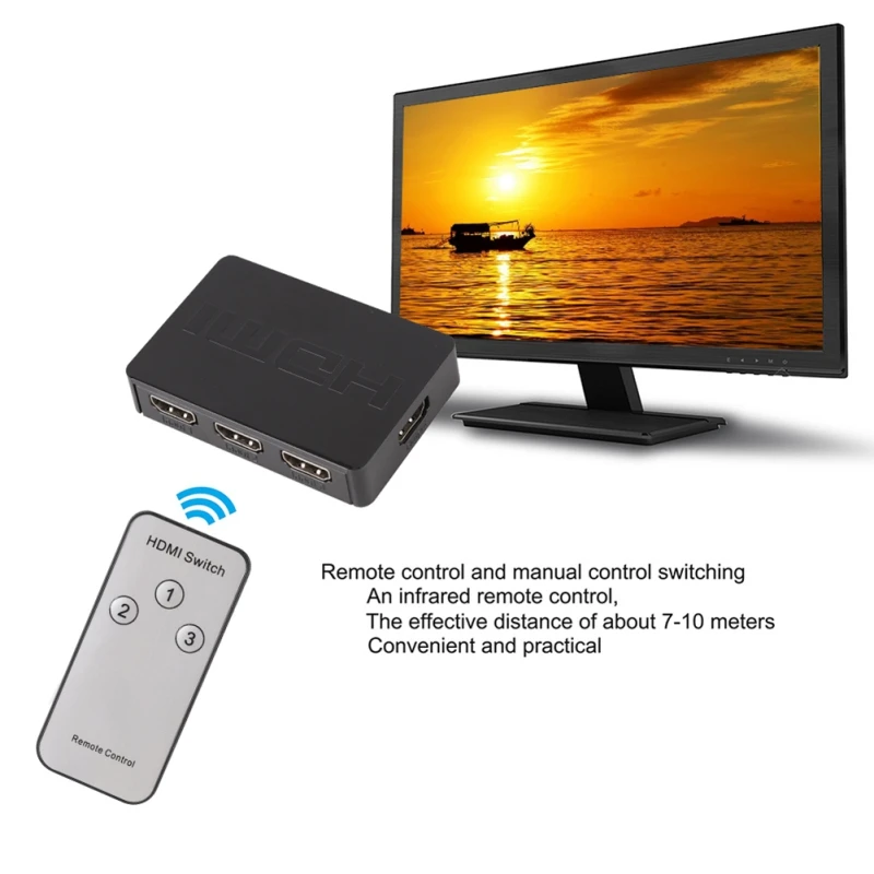 3 Переходник HDMI разветвитель 3 порта концентратор коробка автоматический переключатель 3 в 1 переключатель 1080p HD 1,4 с пультом дистанционного
