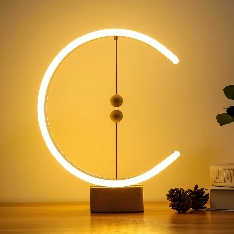 Прямая поставка, Светодиодный настольный светильник с-образной формы, Heng Balance Lamp, светодиодный, средний, воздушный, магнитный переключатель, лампа, USB, умное украшение жизни для спальни
