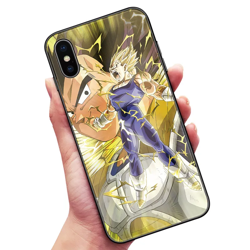 DBZ Vegeta супер аниме закаленное стекло силиконовый чехол для телефона iPhone SE 6 6s 7 8 Plus