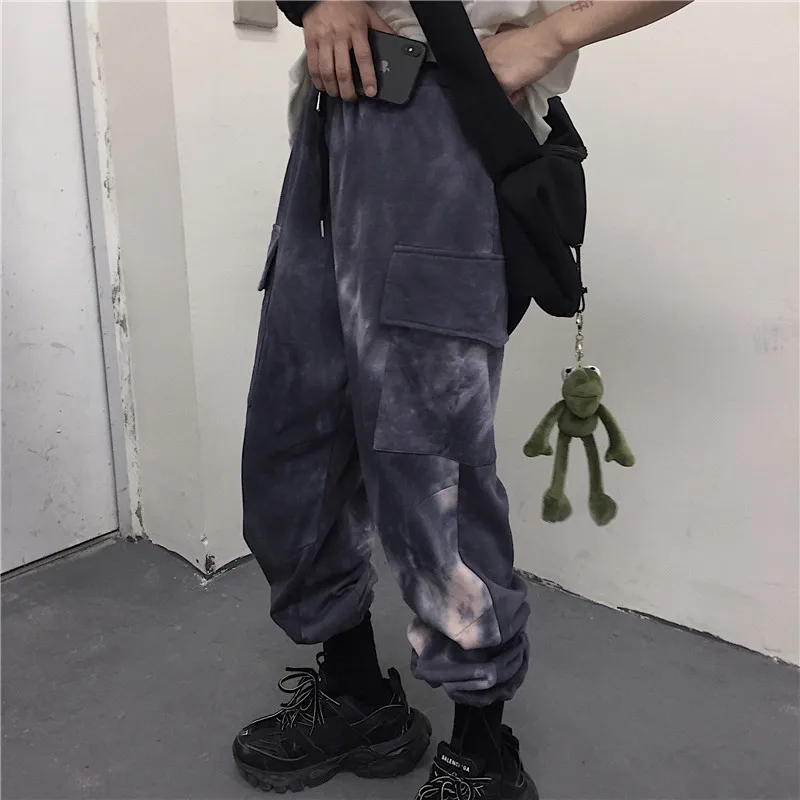 Woherb Tie Dye уличная карго Брюки женские повседневные джоггеры Harajuku с высокой талией свободные женские брюки корейский стиль женские брюки