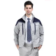 Мужские рабочие комплекты одежды, униформа сварщика, износостойкая верхняя одежда, куртки с длинным рукавом+ штаны, Мужская Рабочая фабричная форма