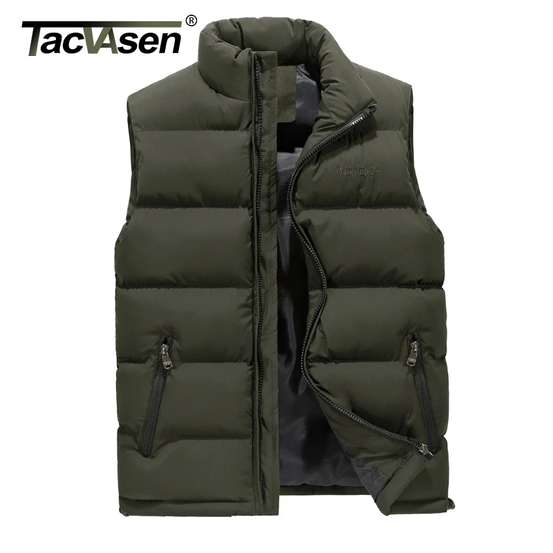 TACVASEN, зимняя куртка без рукавов, мужская, с хлопковой подкладкой, жилет, пальто, Повседневный, ветрозащитный, термо жилет, куртки, большой размер, бодиутеплитель, пальто