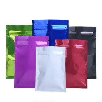

100pcs colorful aluminum foil bag stand up Seal Zipper Ziplock mylar bag reseal for Baking Beans Tea Food Sealed Packaging Pouch