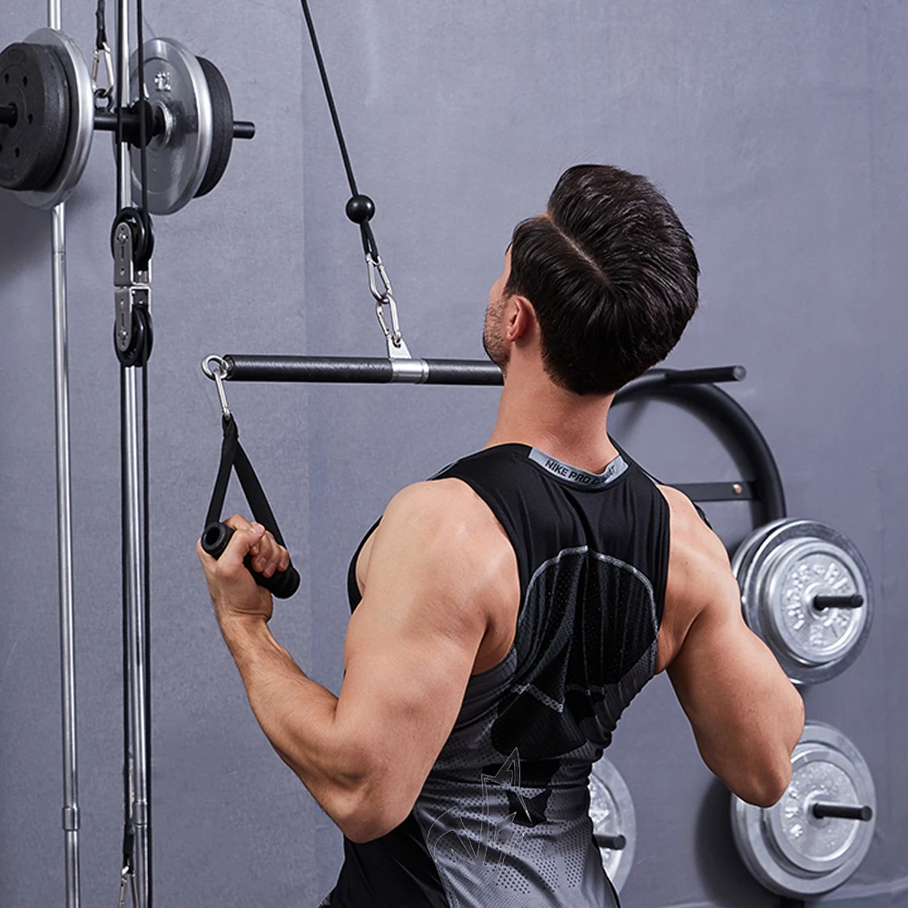 Back Strength Rowing Training Handle Set For Cable Machine Rotating LAT Pulldown Straight Bar TPE Grip Muscle Workout Equipment fitness workout handle