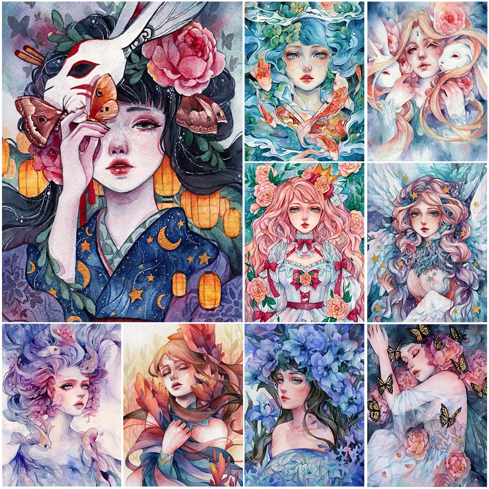 5D Diy Diamond Painting Cartoon Girl Portrait Full Square/Round Embroidery Mosaic Kit HD Quality Handmade Products Art | Дом и сад