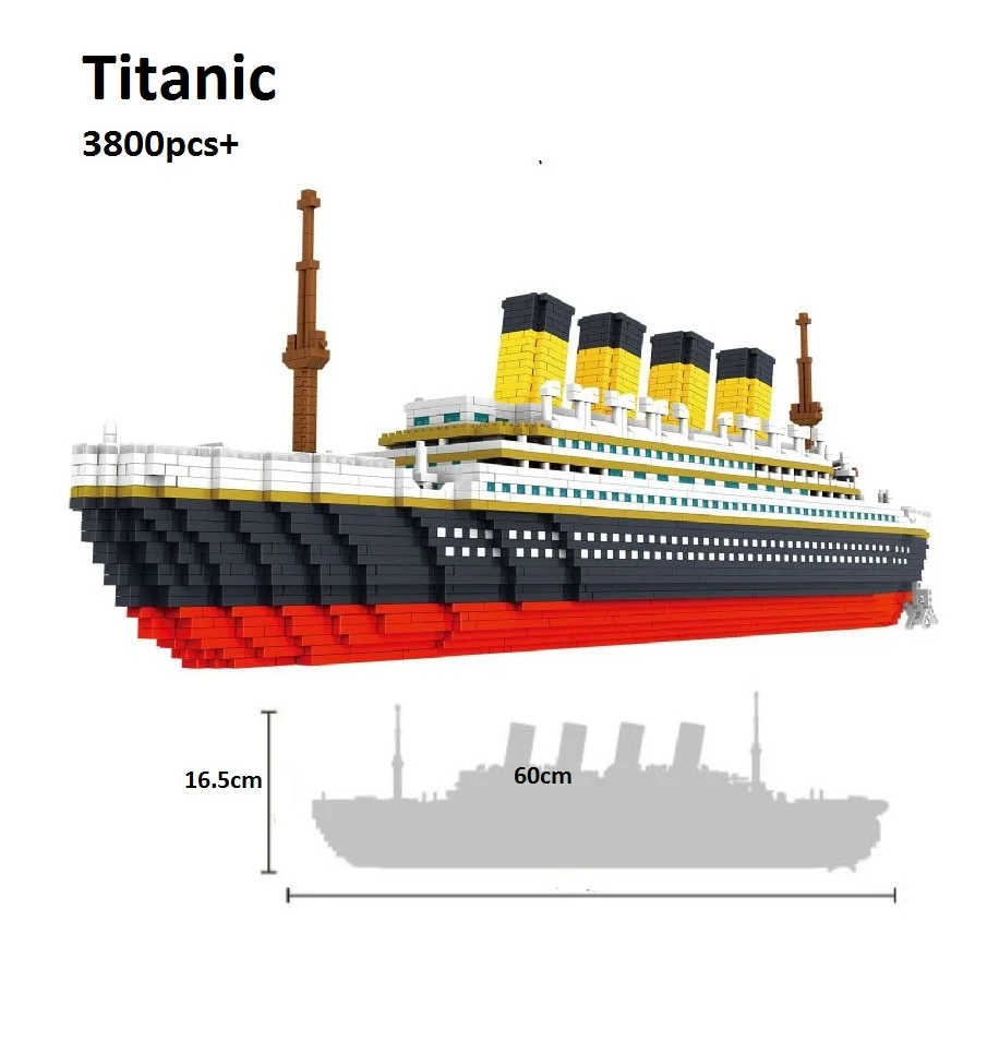 

3800 pcs PZX Mini blocks Titanic Building Bricks Model Big size 60cm Figures Educational Toys Boat Juguetes Girls Gifts for Kids